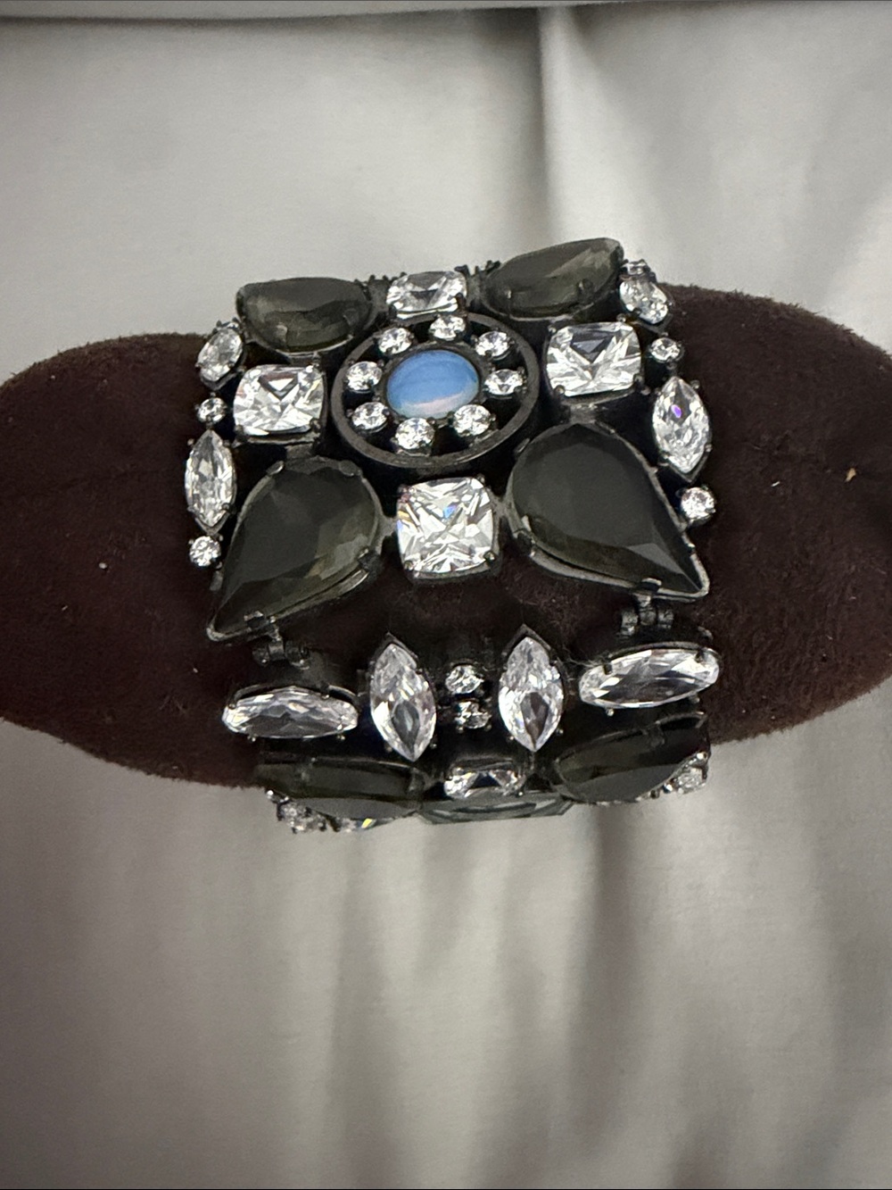 Badgley Mischka Black and Clear Crystal Cuff Watch - Picture 4 of 5